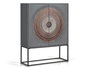 Giner y Colomer Buffet Vitrine en Bois de Mango et Métal 2 Portes avec 3 Étagères - Patins Gris et Marron 142x107x40 cm